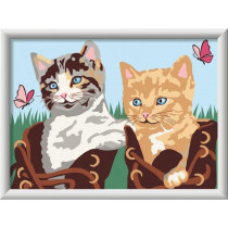 CreArt Kids 18x24cm, Numéro d'Art, Chatons et Chaussures, Kit de pein