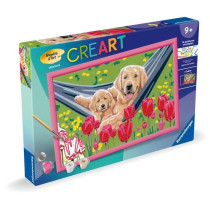 CreArt Kids 31x21cm Labrador et tulipes, Kit de peinture par numéros