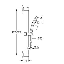 Shower set with 2 jets shower head, bar and flexible hose - GROHE Vita