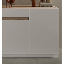 Buffet FIRENZE - Décor Blanc Laqué et Chene Cadiz - 4 portes 1 tiroi