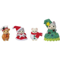 Doll - SYLVANIAN FAMILIES - The Christmas box - 4 articulated figurine