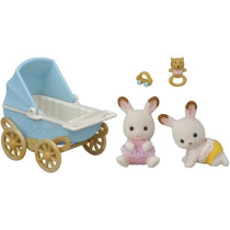 Sylvanian Families - 5432 - Chocolate Bunny Twins and Double Stroller