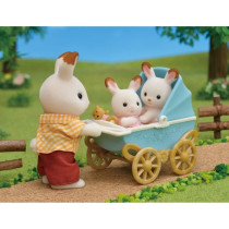 Sylvanian Families - 5432 - Chocolate Bunny Twins and Double Stroller