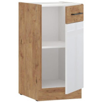 ROCK - Wall unit - Lancelot oak and glossy white melamine - 40 cm - 1