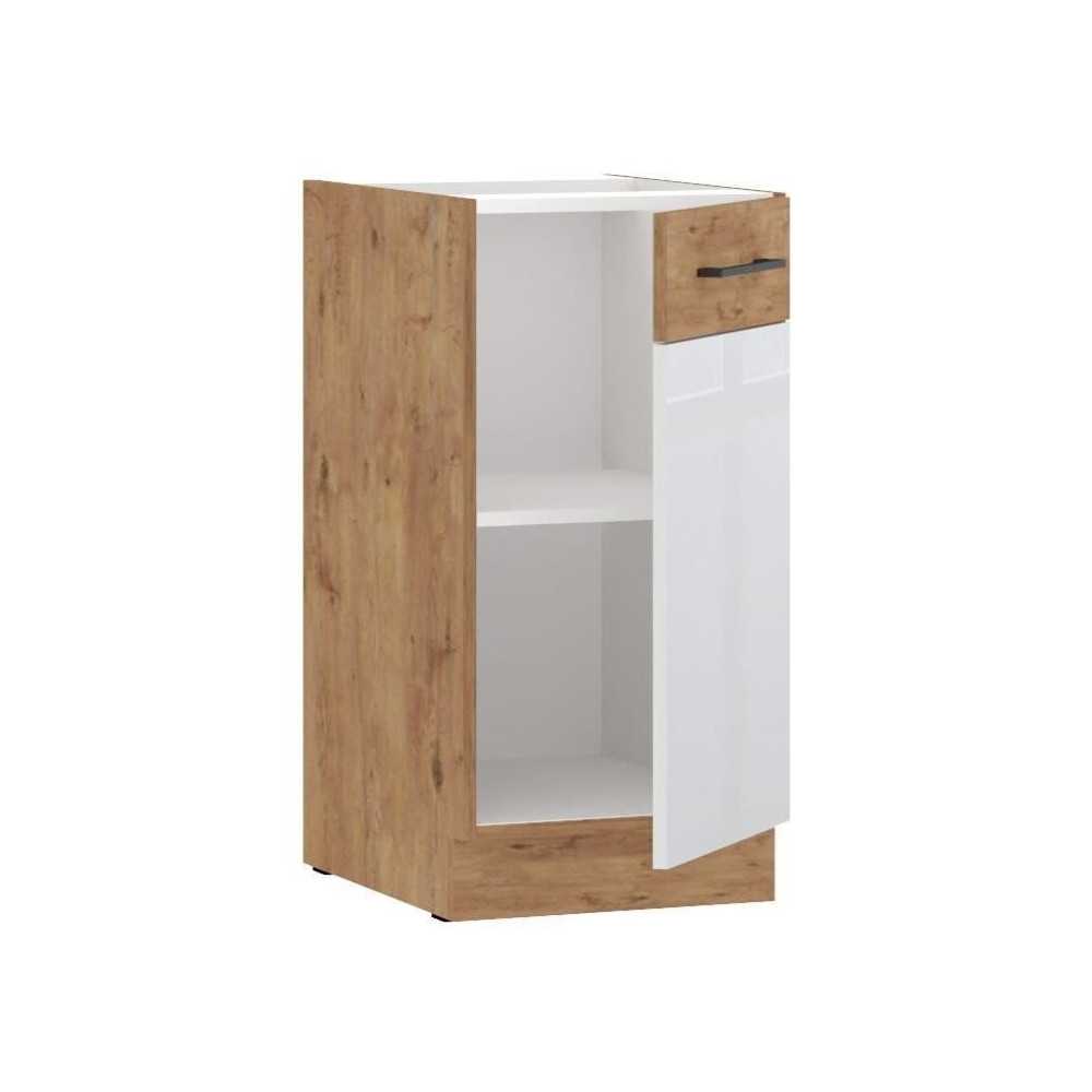 ROCK - Wall unit - Lancelot oak and glossy white melamine - 40 cm - 1