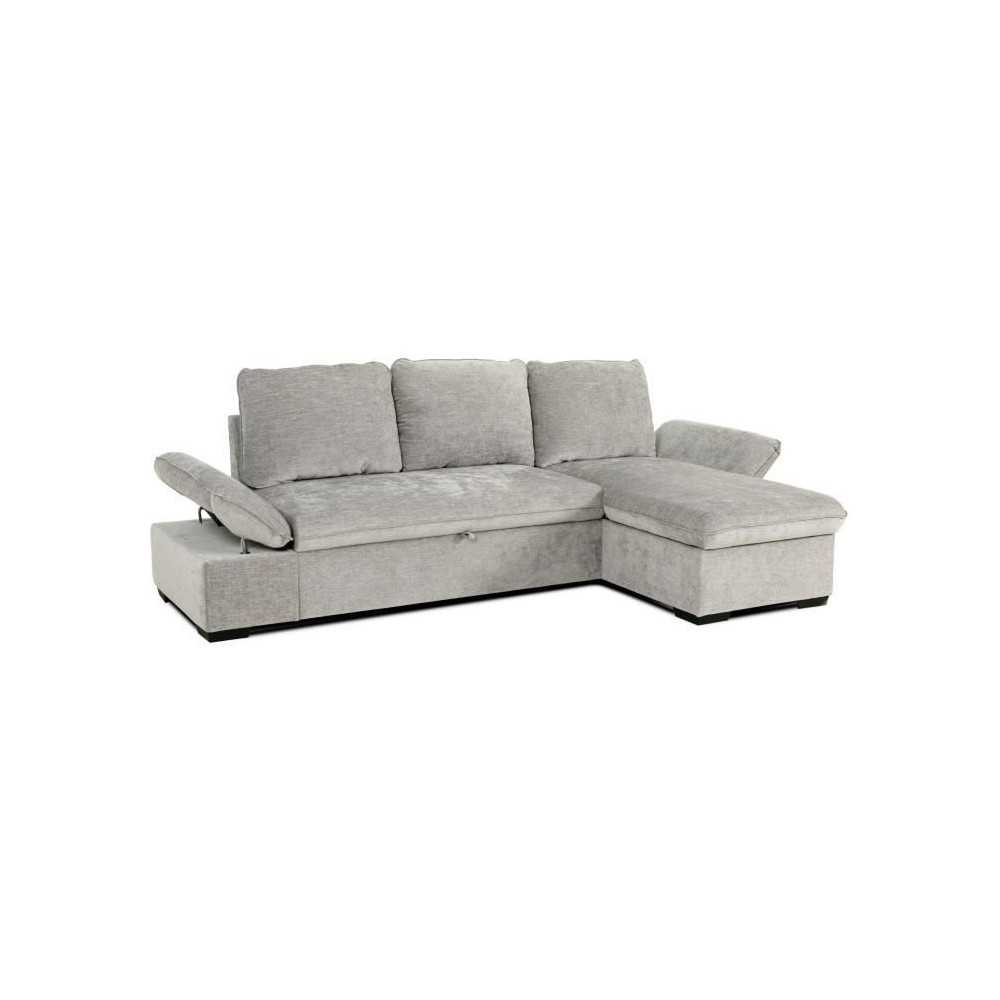 Canapé d'angle réversible - 4 places - CANDY - Tissu Gris clair - Co