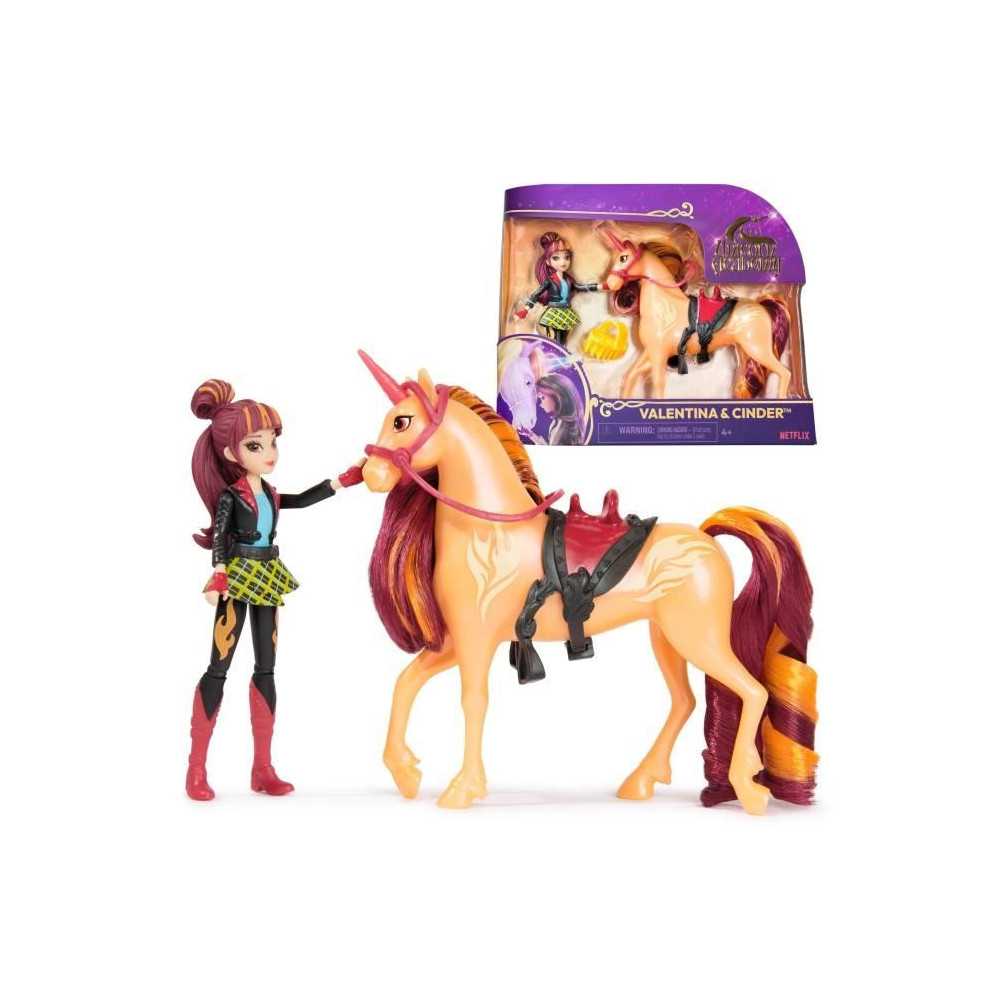 SPIN MASTER COFFRET LICORNE ET POUPEE CINDER ET VALENTINA Unicorn Acad