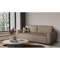 Canapé convertible - 3 places - PHARELL - Tissu Bouclette taupe - Cof