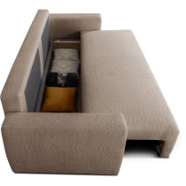 Canapé convertible - 3 places - PHARELL - Tissu Bouclette taupe - Cof