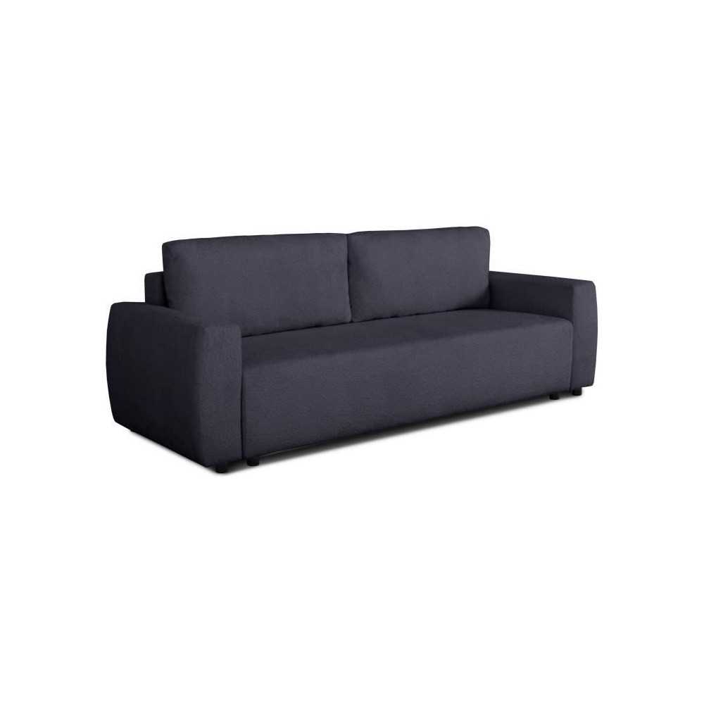 Canapé convertible - 3 places - PHARELL - Tissu Bouclette Noir - Coff