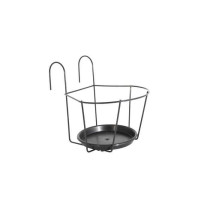 ARTEVASI PAP for balcony with saucer - 25 x 25 cm - Anthracite gray