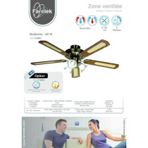 FARELEK - BALEARES Ø 132 cm - Reversible ceiling fan, 5 walnut / cane