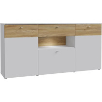 Buffet 3 portes1 tiroir LED - COMO- 194,8 x 41,3 x 94,5 cm - Gris / Ch