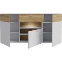Buffet 3 portes1 tiroir LED - COMO- 194,8 x 41,3 x 94,5 cm - Gris / Ch