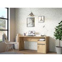 Bureau droit MODULTRICK - Chene/Gris foncé - 140 x 52,7 x 72,5 cm