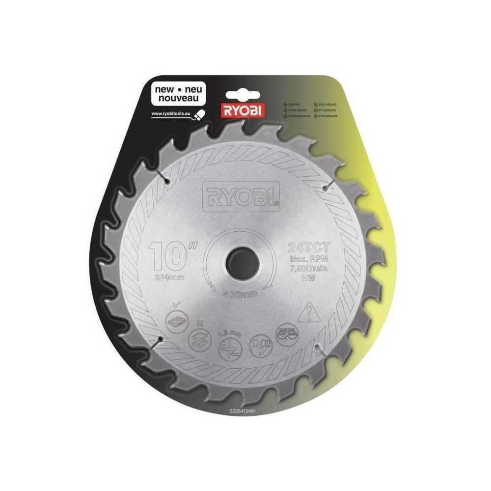 RYOBI - Lame carbure 24 dents diam. 254 mm - alésage 30 mm - épaisse