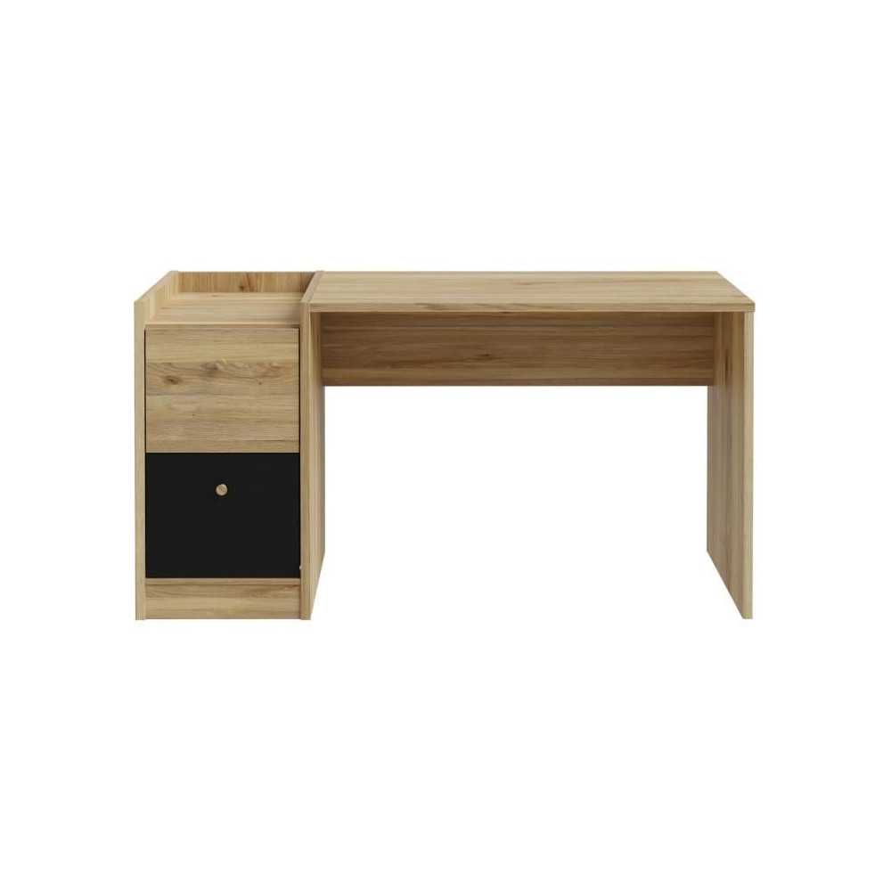 Bureau droit COXIM - Chene / Noir - 139,6 x 74 x 59,8 cm