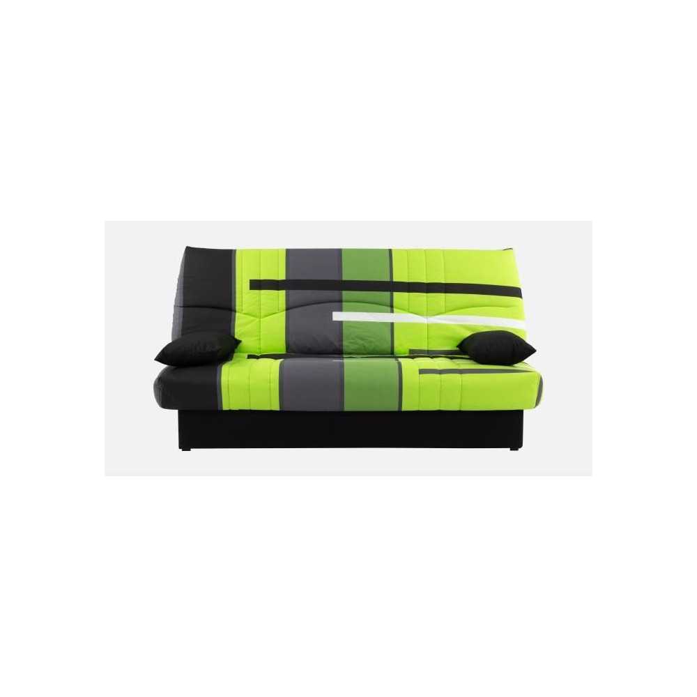 Banquette clic-clac - 3 places – Coton Piste Vert – 190 x 92 x 96