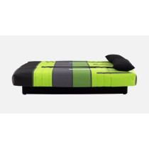 Banquette clic-clac - 3 places – Coton Piste Vert – 190 x 92 x 96