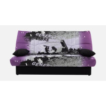 Banquette clic-clac - 3 places – Coton Parcours Mauve– 190 x 92 x
