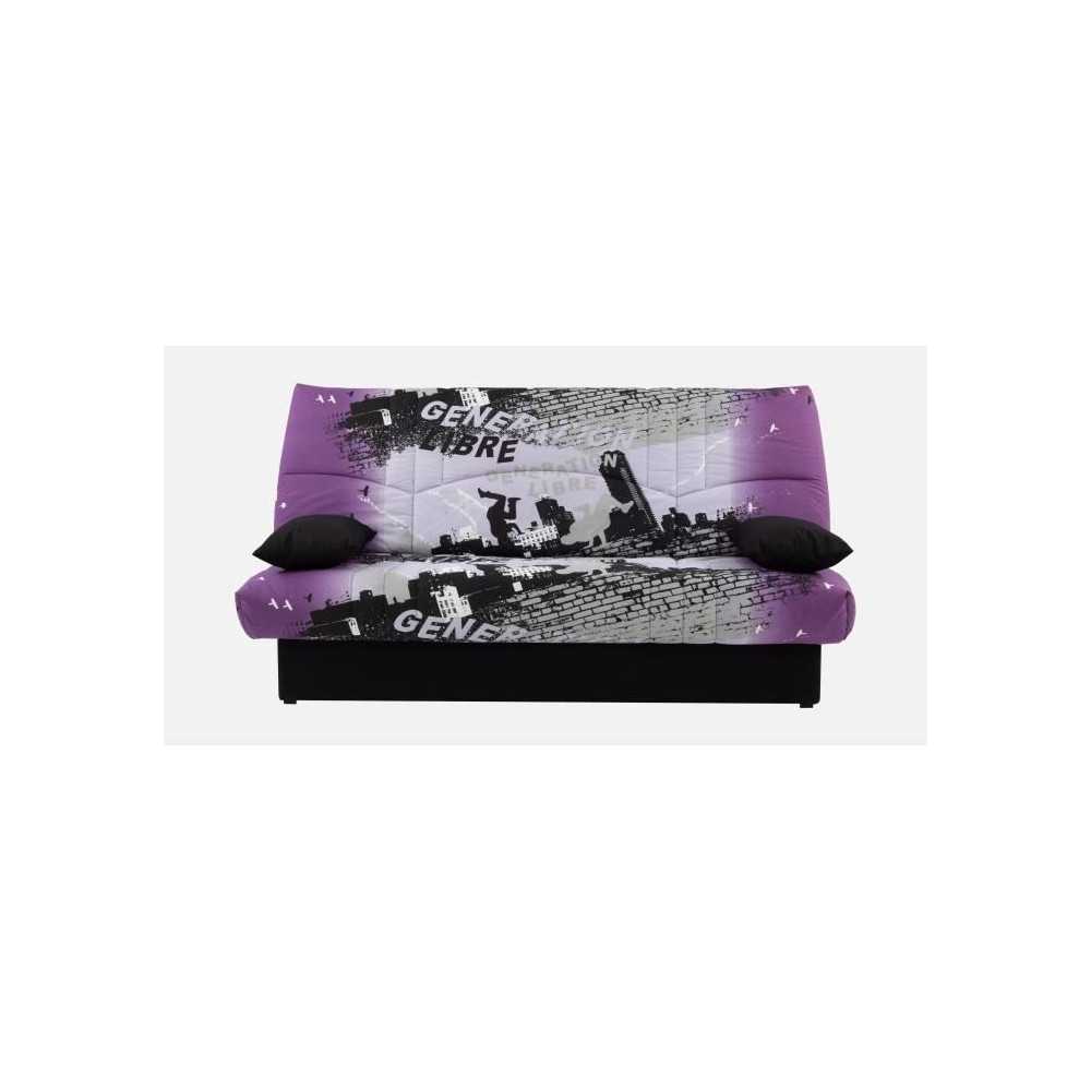 Banquette clic-clac - 3 places – Coton Parcours Mauve– 190 x 92 x