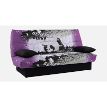 Banquette clic-clac - 3 places – Coton Parcours Mauve– 190 x 92 x