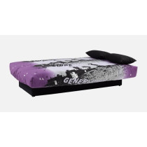 Banquette clic-clac - 3 places – Coton Parcours Mauve– 190 x 92 x