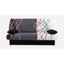 Banquette clic-clac - 3 places – Coton Onde Rouge / Noir – 190 x 9