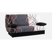 Banquette clic-clac - 3 places – Coton Onde Rouge / Noir – 190 x 9