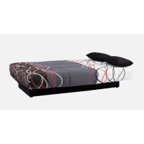 Banquette clic-clac - 3 places – Coton Onde Rouge / Noir – 190 x 9