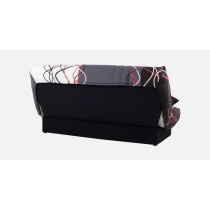 Banquette clic-clac - 3 places – Coton Onde Rouge / Noir – 190 x 9