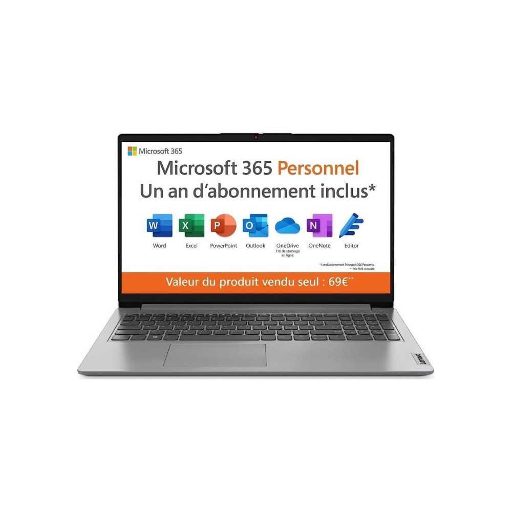 LENOVO Laptop PC - IdeaPad 1 15IGL7 - 15.6 FHD - Celeron N4500 - RAM 4