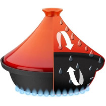 Tajine fonte massive - GSW - 30 x 22 cm - Couvercle céramique - Induc