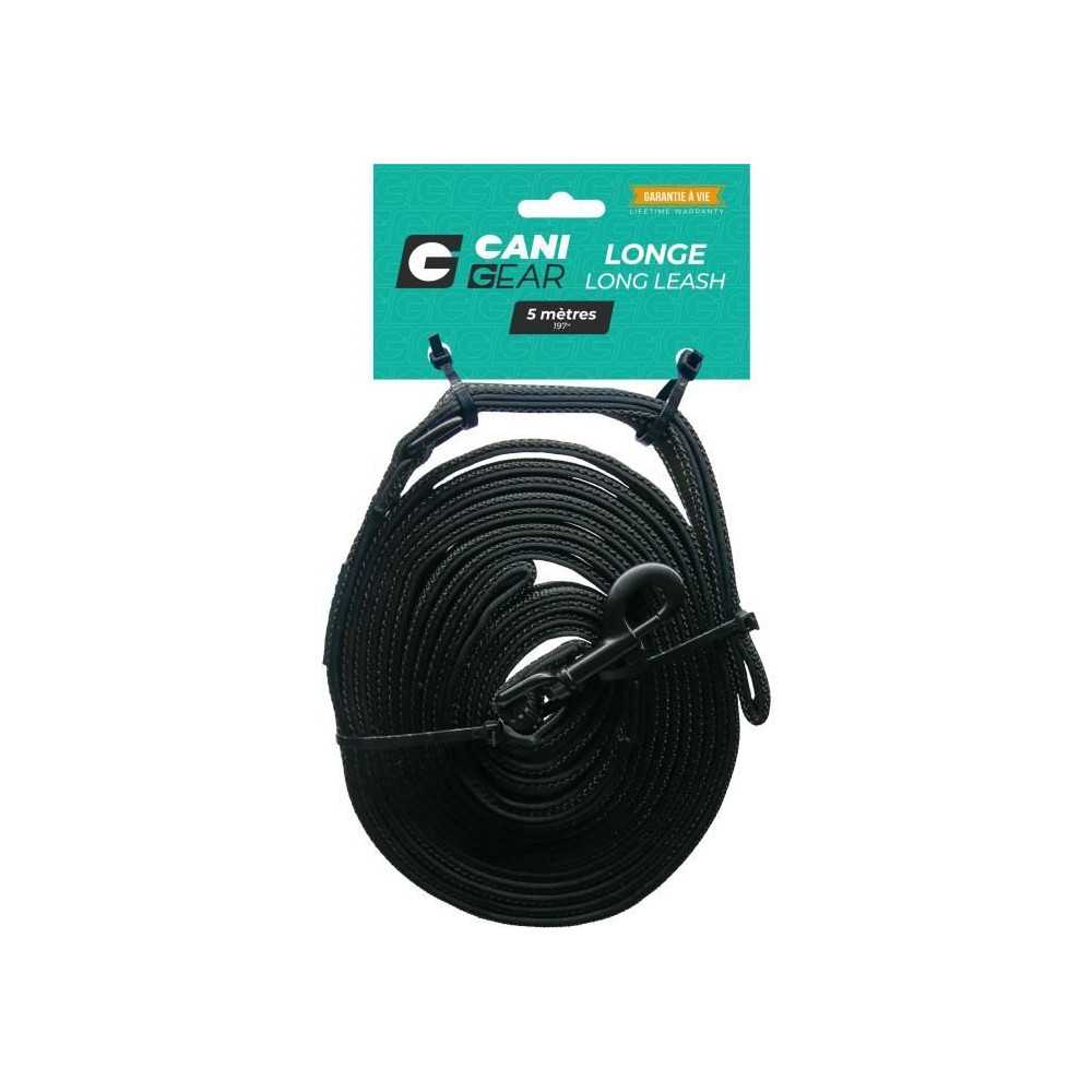 Longe pour chien - CANI GEAR - 5 m - Néoprene souple avec poignée -
