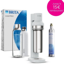 BRITA sodaTRIO blanche - 1x bouteille en verre (0,9L), 1x bouteille en