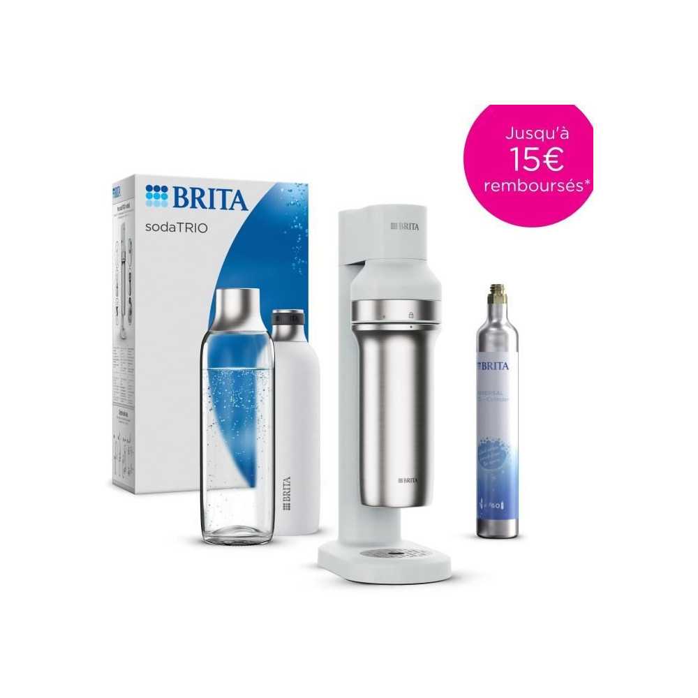 BRITA sodaTRIO blanche - 1x bouteille en verre (0,9L), 1x bouteille en