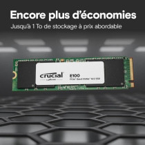 SSD interne - CRUCIAL - E100 - 480 Go - PCIe Gen4 NVMe M.2 - Jusqu'a 4