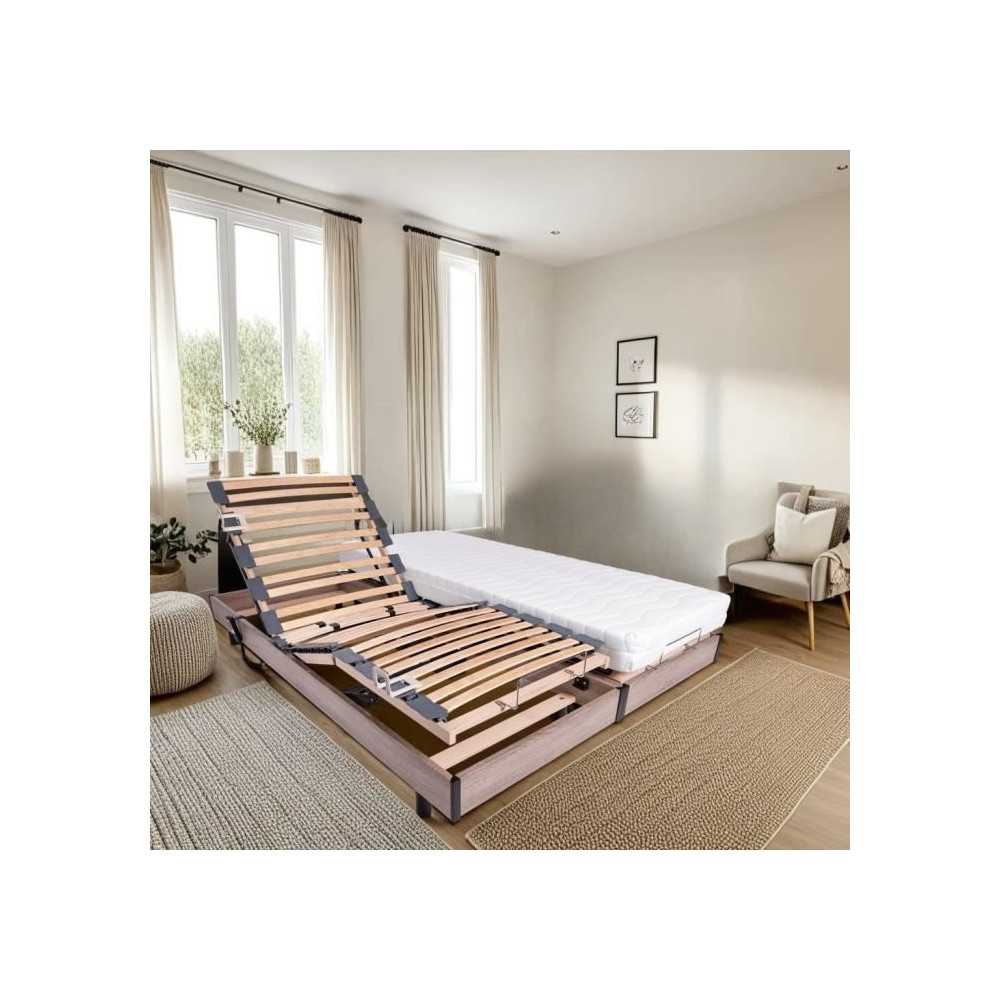 Ensemble relaxation matelas + sommiers électriques 2x80x200 - Mousse