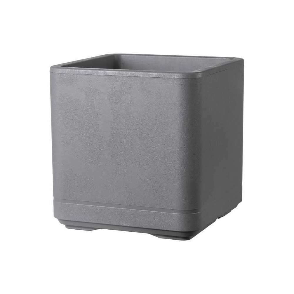 Pot de fleur Cube - DEROMA - Cosmo - Ashgrey - A réserve d'eau - Roul