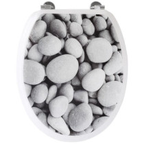 Abattant WC - GELCO - Galets de plage - Gris - MDF - Charnieres inox -