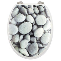 Abattant WC - GELCO - Galets de plage - Gris - MDF - Charnieres inox -