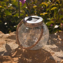 Lot de 2 boules solaires - LUMISKY - CRACK BALL CORD - H13 cm - Verre