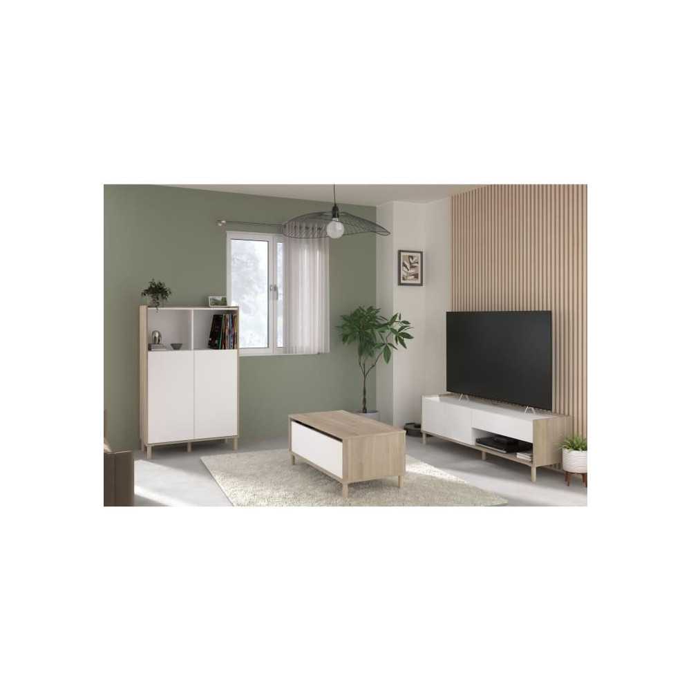 Ensemble meuble de salon - Meuble TV, table basse relevable, bahut hau