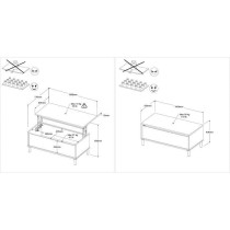 Ensemble meuble de salon - Meuble TV, table basse relevable, bahut hau