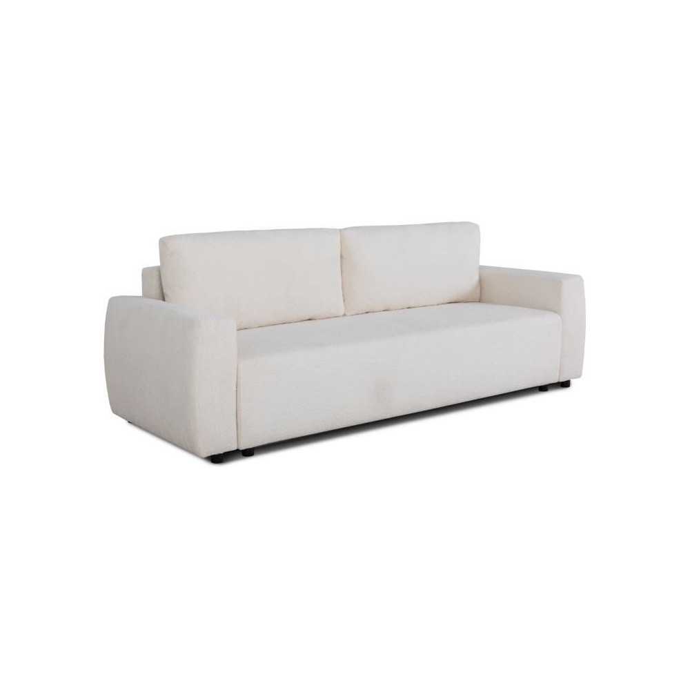 Canapé convertible - 3 places - PHARELL - Tissu Bouclette Beige - Cof