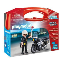 PLAYMOBIL - Valisette Motard de Police - Garçon - 13 éléments - A p