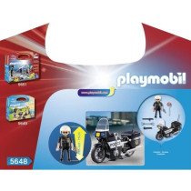 PLAYMOBIL - Valisette Motard de Police - Garçon - 13 éléments - A p