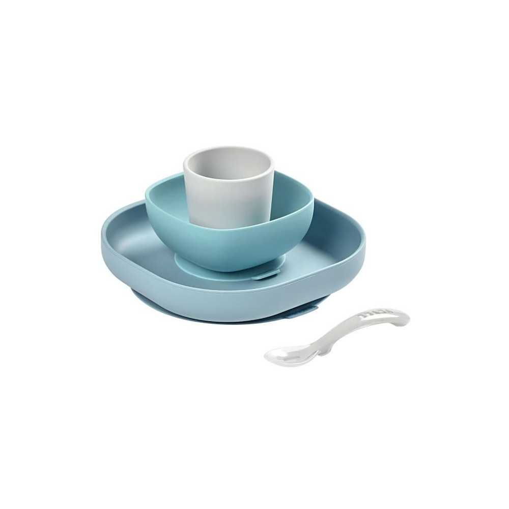 BEABA, Coffret repas Silicone Bébé, Avec Ventouse, Anti-dérapant, 4