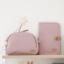 BEABA, Trousse de toilette bébé canvas rose poudré