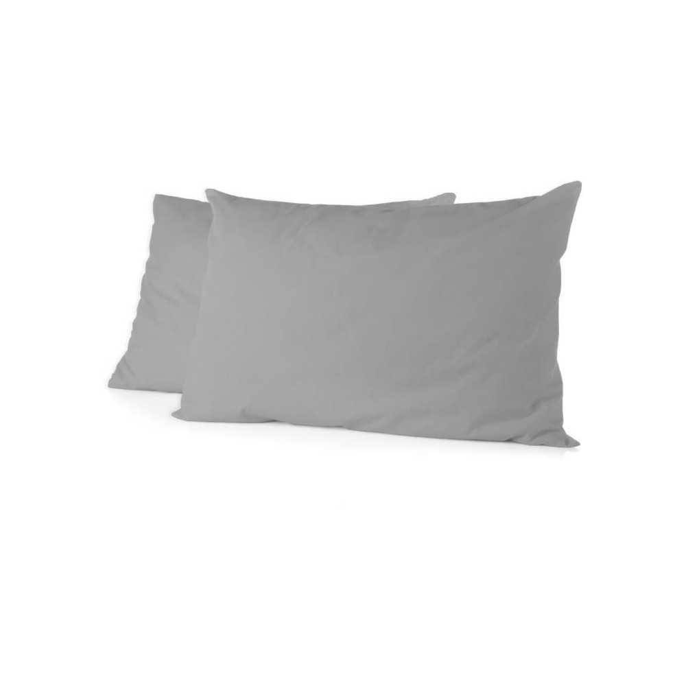 Lot de 2 taies d'oreiller - HOME LINGE PASSION - 50 x 70 cm - Gris cla